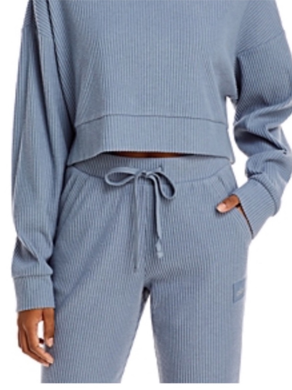 Alo Ribbed Muse High Rise Joggers Steel Blue Grey Gray Sz M 8-10 Rare